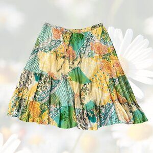 FREE SIZE Skirt Colorful Girl's Women’s Patchwork Boho Skirt 21" Length